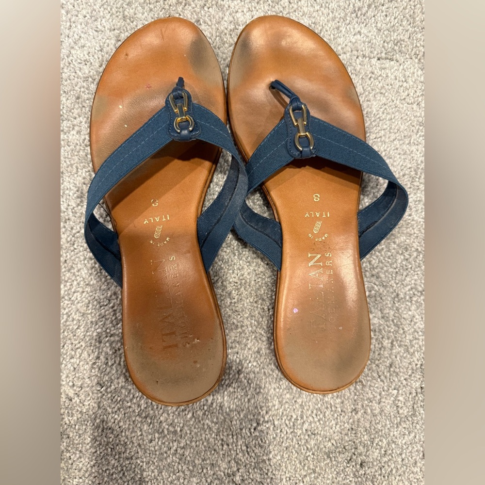 Italian Shoemakers Dark Blue Thong Sandals | Size 8